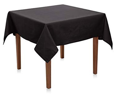 Premium Tischdecke Baumwolle Canvas - Uni, Einfarbig, Langlebig, Strapazierfähig, Handgefertigt, Tischtuch, Tischwäsche, Privat & Gewerbe (Schwarz, 130x190 cm)