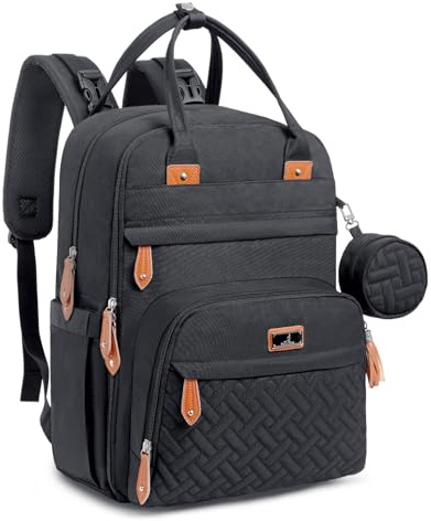 BabbleRoo Baby Changing Bag Backpack, Nappy Changing Back Pack Diaper Bags with Changing Mat & Pacifier Holder for Mom & Dad (Black)