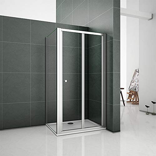 Xinyang 1000mm Bifold Door Shower Enclosure Clear Glass Folding Door Cubicle with 700mm Side Panel