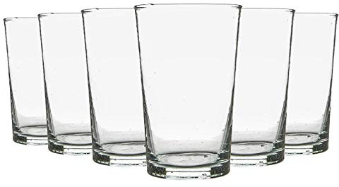 Nicola Spring 6pc Meknes Highball Glasses - 325ml - Clear Glass - Hand-Blown Moroccan Tumbler Glasses for Juices, Cocktails, Water, Home, Kitchen, Bar, Restaurant, Dining Table, Gift Set