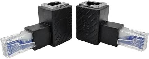 iYueMps Lot de 2 adaptateurs Ethernet 90 degrés à droite et à gauche, fiche RJ45 vers prise de courant, blindé, connexion réseau compatible avec Cat5 Cat6