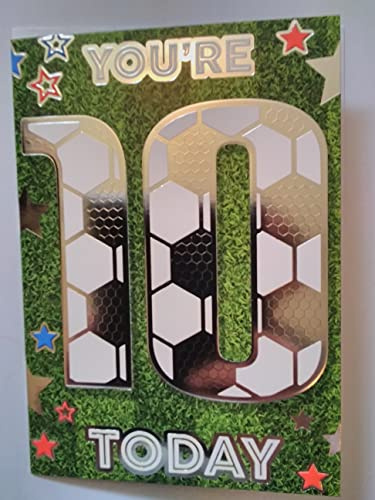 Biglietto di compleanno per ragazzi con scritta in inglese You're 10 Today. Design per il decimo compleanno