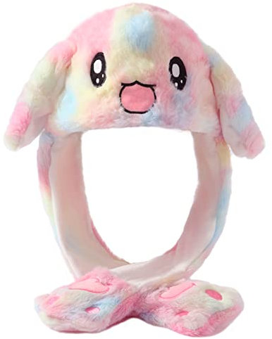 Focupaja Beweglicher Ohr-Kaninchen-Hut Mit Hasenohren - Lustige Spielzeug Bunny Hat für Frauen Und Jugendliche - Plüschtier (Farbe)