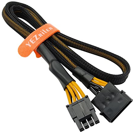 YEZriler (2-Pack) Molex to 8 Pin CPU Power Cable, LP4 Molex Male to CPU 8 Pin (4+4) EPS-12V Power Adapter Converter Sleeved 20.8-inch (53cm)