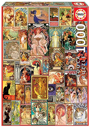 Educa - Puzzle 1000 Teile für Erwachsene | Jugendstil-Collage, 1000 Teile Puzzle für Erwachsene und Kinder ab 14 Jahren, Art Nouveau (19258)