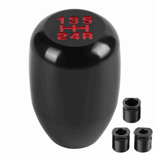 Universal-Schaltknaufkopf, 5-Gang-Metall-Schaltknauf, Auto-Schalthebel, Auto-Schaltknauf, Kopf, Schalthebel, Mehrfarbig, Optionaler Ersatz von Fahrzeugteilen mit 3 Adaptern 8/10/12 Mm(Schwarz)
