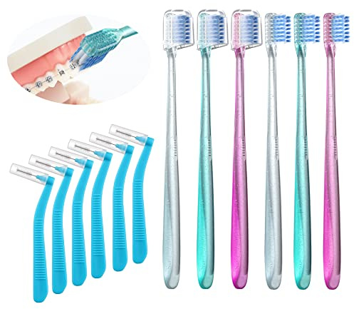 Fregum V-förmige Zahnbürste für Zahnspangen mit Interdentalbürsten | 6 weiche Borsten