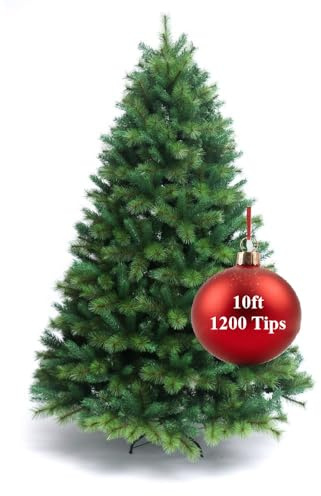 10FT/3M Classic Artificial Christmas Tree Xmas Realistic Natural Green Branches with Solid Metal Leg