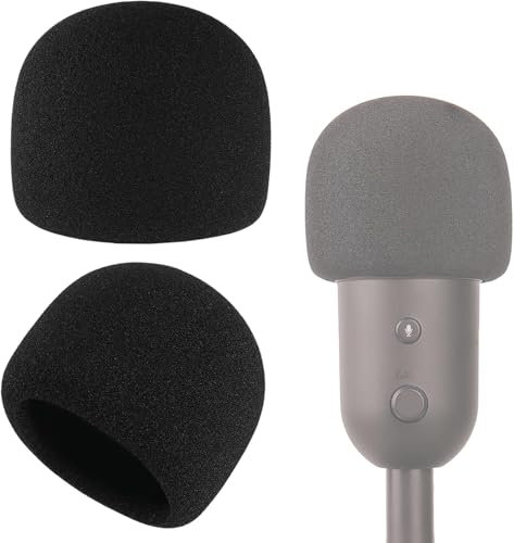 Rigych Microphone Mousse Anti Bruit, Micro Bonnette Anti Vent Mousse Filtre Anti Pop Pare pour Razer Seiren V2 X Microphone, 2 Pièces, Noir