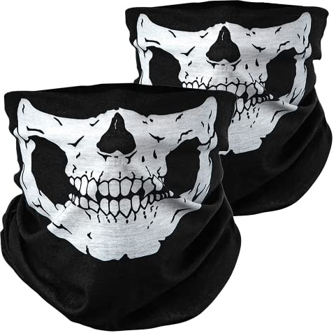 BlackNugget® tryckt multifunktionell duk med ovanlig design – högkvalitativ balaklava som värme- och skyddshandduk – halsduk, ansiktsskydd – olika mönster, skalle, one size