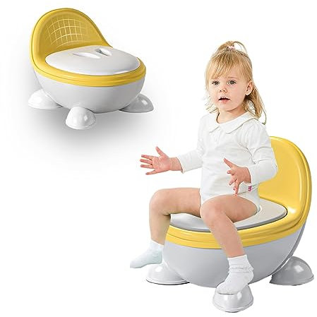 Sobebear Potty Training Seat for Baby, Toddler Toilet Seat, Infant Padded Potty, Kids Anti Slip Potty with Lid, Soft Cushion and Removable Bowl, Convenient for Boys and Girls Ages 1-6 Years (Yellow)
