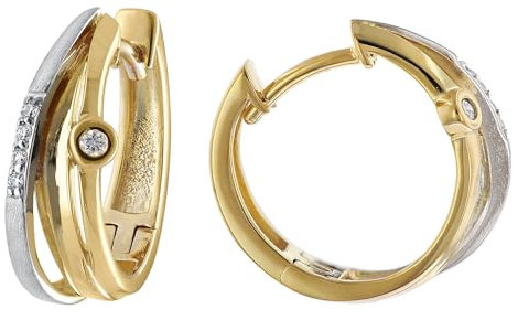 trendor Damen Ohrringe mit Diamanten Gold 333/8K Bicolor eleganter Ohrschmuck für Frauen, zauberhaftes Schmuckstück, zeitlose Geschenkidee, 15581
