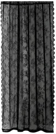 MagiDeal Schwarze Spitze-Blumen-Netzvorhänge, Voile-Vorhang, modische Drape-Panels, Fenster-Tüll-Vorhang für Wohnzimmer, Arbeitszimmer, Dekoration, 100cmx140cm