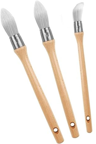 3 Stück Rund Lackierpinsel Spitz Fein Malerpinsel Maler Pinsel-Set für Farbe Auf Öl und Wasserbasis für Maler-Arbeiten und Home Decor