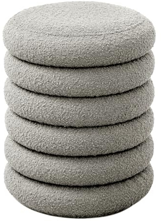 SVITA Blossom XS Hocker mit Stauraum Sitzhocker Ottomane Aufbewahrungsbox Polstersitz Fußhocker Boucle-Polster Hellgrau
