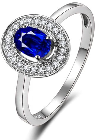 KnSam Echte Goldschmuck Verlobungsring 750 Gold, Lab Created Saphir 0.5ct Oval Klassiker Trauringe 18K Gold mit Moissanit, Gr.53 (16.9)
