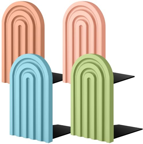 Harloon Buchstützen aus Holz, Boho-Bogen-Design, Regenbogenbogen, Schulanfang, dekorative Buchstütze für Regale, rutschfest, niedliche Buchstopper für schwere Bücher, Zuhause, Büro, Bibliothek, Küche