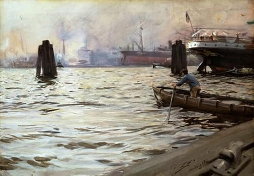 MSTECO Berühmt Leinwand Wandbild Kunstdruck Leinwand Malerei Poster Hafen hamburg von anders zorn für Flurdekoration 60x90cm