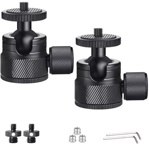 ARTCISE CB20 Lot de 2 mini têtes de trépied en métal 20 mm et trou de filetage 3/8 avec adaptateur fileté mâle 1/4-20