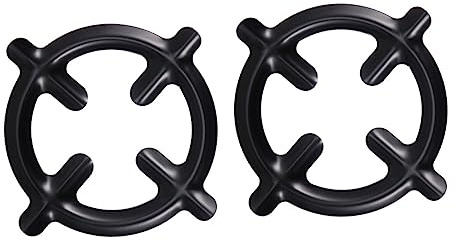 Support à Cafetière pour Cuisinière à Gaz Noir 2 Pièces Fer | Restaurant et Maison, Structure Robuste, Stabilité Accrue, Aide à Équilibrer Petites Casseroles