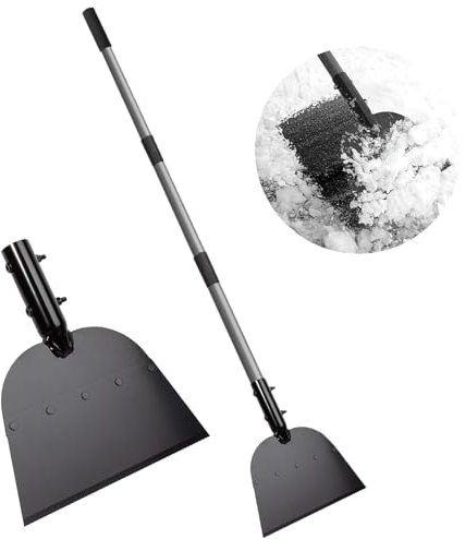 Pala piatta, pala da neve, raschietto per ghiaccio, per passerella con manico da 136 cm, per diserbo, raschiatura e rimozione del ghiaccio, attrezzi da giardino, attrezzi per il ghiaccio