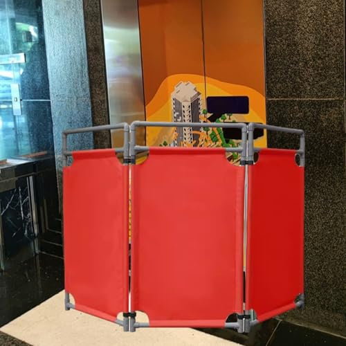 JMOZHCD Mobiler Barrikade-Aufzugs-Wartungszaun, rot/schwarz, Faltbare 3-teilige Sicherheits-Verkehrsbarrikade-Schilder für Sperrgebiete (Red)
