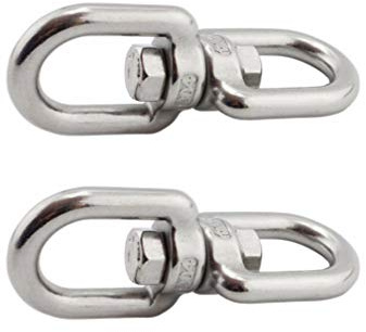 IMIKEYA 2 Pièces Crochets Pivotants 304 Anneau Pivotant en Acier Inoxydable Double Oeil Balançoire Manille Connecteur Matériel Double Extrémité Crochets à Ressort pour Balançoire d'arbre