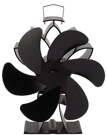 UEGFSIJRF 6 Blade Fireplace Fan Efficient Heat Powered Stove Fan Aluminum Alloy Black for Home Heating Log Burning Fireplace
