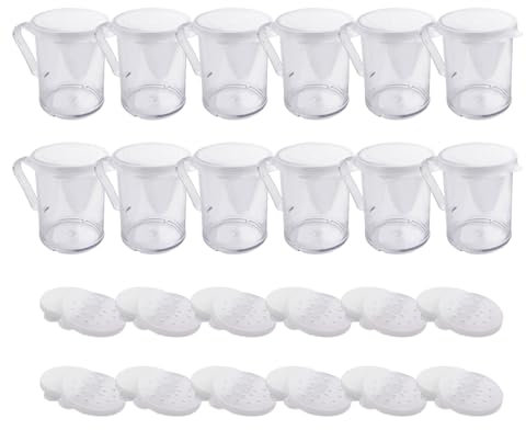 YUPEIUKLI Lot de 12 sucriers de Cuisine avec Couvercle à Mailles Fines, saupoudreurs de Farine et de Poudre, Distributeur d'assaisonnement, Gadget de Cuisine