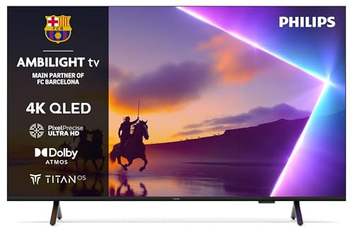 PHILIPS Ambilight 43PUS8500 4K QLED Smart TV - 43 Inch Display with Pixel Precise, Ultra HD, Titan OS Platform and Dolby Atmos Sound, Works with Alexa and Google Voice Assistant