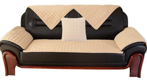 ILiemao Couch überzug Cord Sofabezug Sofabezüge L Form Ecksofa Überwurfdecke, Sofahusse Sofaüberwürfe rutschfest Sofa Abdeckung(Creme,Cushion55x150cm)