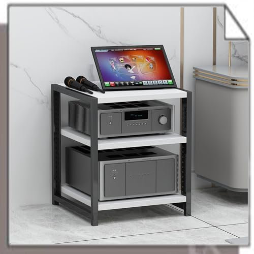 Generisch HiFi-Rack, Medienständer, 4/5/6-stufig, Schrank für Unterhaltungskomponenten, verstellbares Verstärker-Rack, beweglicher Plattenspieler, Audio-Rack-Turm (weiß, 40 cm)