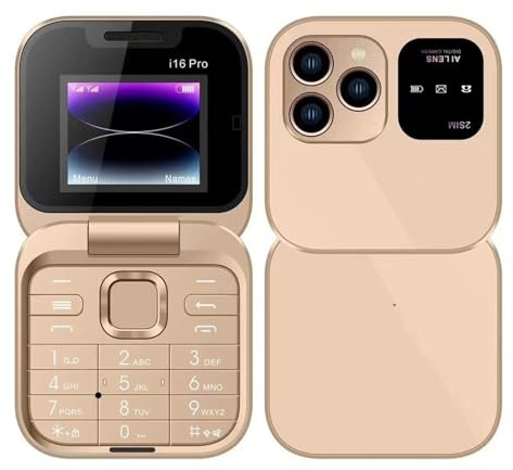 Telefoni cellulari per anziani - Mini telefono cellulare pieghevole ricaricabile con design a custodia pieghevole | Fotocamera posteriore HD Mini telefono cellulare 2G Dual SIM Dual Standby