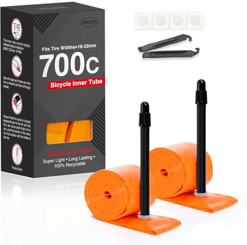 Hycline 2er-Pack TPU Fahrrad Schlauche: 700x18-32C (28 Zoll) Rennrad Unisex Ultraleichter Schlauch Presta-Ventil 45mm/65mm/85mm with 2 Reifenheber
