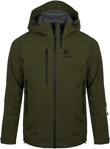 GUGGEN Mountain Allväder skaljacka för män, ultra skaljacka, H07v2, sport, vattentät, hardshell sportjacka, regnjacka, utomhus, andas, Olivgrön, L