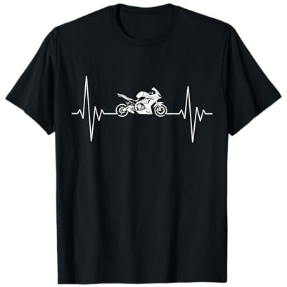 Cool Heartbeat Motorcycle Gifts for Men Kids Women Biker T-Shirt