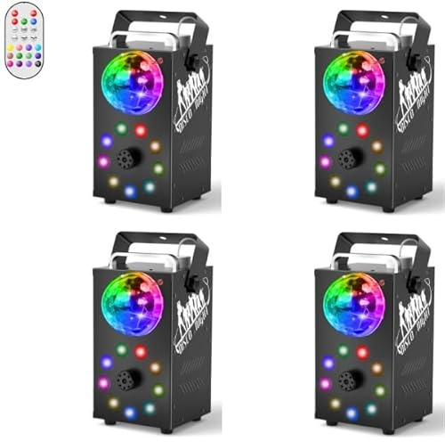 Nebelmaschine mit Discokugel, 9 LED RGB Effektlicht Nebelmaschine, 700W Mini Fog Rauchmaschine mit Auto Cycle Funktion mit Kabelloser Fernbedienung für Disco Party Halloween Weihnachten