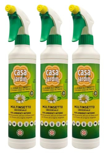 Multinsetto Universale per Ambienti Interni, Insetticida Pronto All'Uso in Base Acqua con Piretro di Origine Vegetale, 400ml (3 Unità)