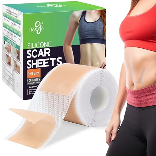 RasGo Silicone Scar Sheets, Silicone Scar Tape (4cm * 300cm), Scar Tape Roll Medical Easy-Tear Gel Tape Roll, Scar Removal Sheets Works on Old & New Scars