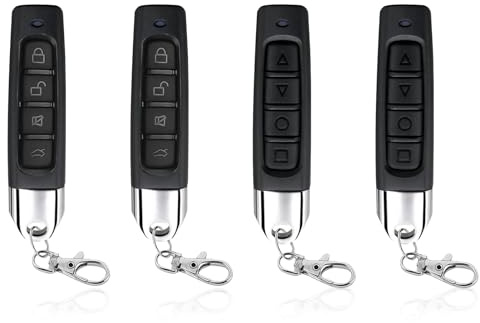 Huybaa 4 Piezas Mando Garaje Universal 433MHz/433,92MHz, Control Remoto Inalámbrico 4 Canales, Clonador y Duplicador de Larga Distancia para Puertas de Garaje, Cancelas y Persianas