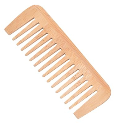 Wide Tooth Comb - Homiladi Bamboo Curl Brush for Detangling Hair | Anti Static Wooden Hair Comb for Curly Long Thick Hair, Men Women Kids | No Handle Scalp Massage Comb for Men and Women