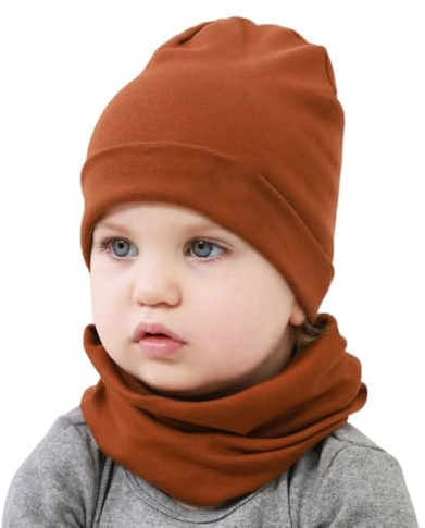 Yemlarey Kindermütze Schal Set Baumwolle Babymütze Mädchen Jungen Haube Warm Beanie Loop Schal Herbst Winter