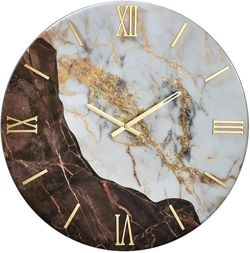 Generico Orologio da Parete, Soggiorno, Cucina, Moderno,Effetto marmo, Base legno, Lavorazione a resina, Numeri a rilievo, Diametro disponibile 40/60/80/100 cm, Made in Italy (taburno, 40 cm.)