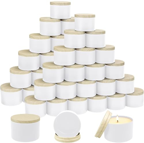 HFZCV 48 Stück Weiße Kerzendosen mit Deckel, 120 ml Weiß Leere Kerzengläser in Matt, Runde Metalldosen für DIY Kerzenherstellung, Duftkerzen und Geschenkideen