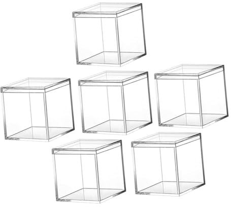 OUNONA 6 Pezzi Scatole Cubiche Trasparenti in Acrilico 10x10x10 Cm 800ml Coperchio, Contenitori Quadrati per Caramelle e Portagioielli, Piccoli Contenitori per Confezioni Regalo