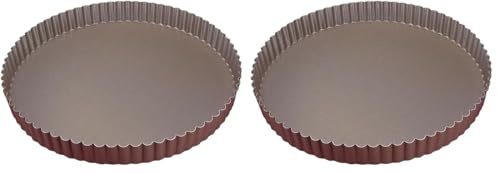 Gobel - Moule Tourtière Ronde Cannelée Antiadhérente - Fond Fixe - Moule à Tarte, Tourte et Quiche 20 cm - Cuisson Professionnelle - Excellente conductivité thermique - Fabriqué en France (Lot de 2)