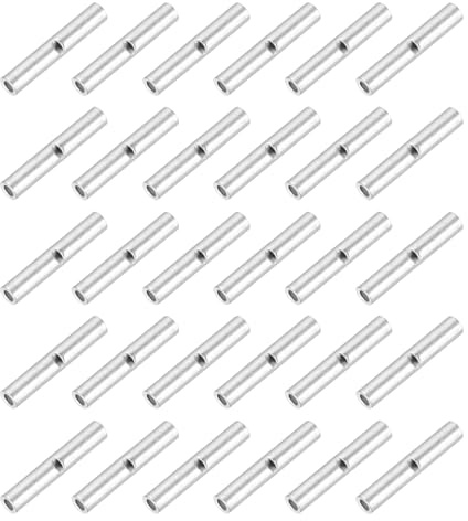 QUARKZMAN 100 Pcs Connecteurs Non Isolés À Souder BN0.5 0.5 AWG Ton Argenté | Connecteurs À Souder En Cuivre Étamé, Raccords De Câblage Terminaux Pour Matériel De Connexion De Fils
