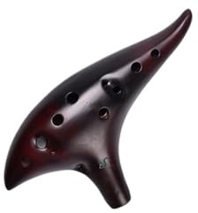 Professionelles 12 Loch Okarina AC Tonart Anfänger Performance Instrument Keramik-Okarina(Brown)