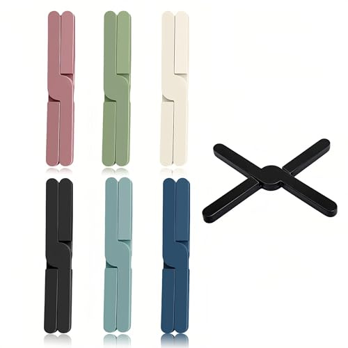 6 Pcs Folding Silicone Trivets, Trivets for Kitchen Worktops and Silicone Mats for Worktops, Trivet for Hot Pans Suitable for Protecting Kitchen Plates 20 * 3.2 * 1.1cm