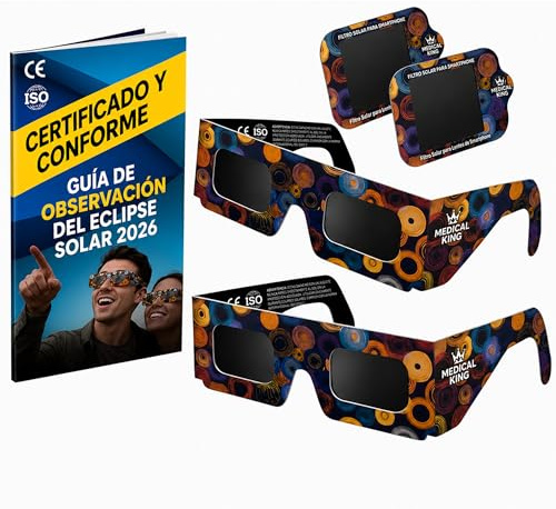 Lunettes Eclipse Solaire 2026 – Lot de 2/12/20 Paires Premium avec 2 Filtres Solaires pour Smartphone, Lunettes Eclipse Solaire ISO 12312-2,CE, Protection des Yeux pour l'Observation du Soleil